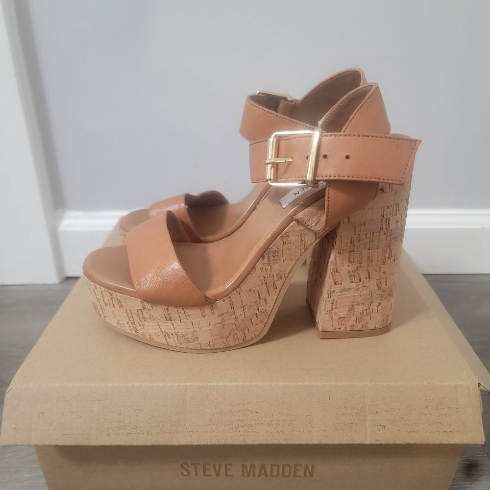 Steve Madden Ginger Cognac Leather Platforms